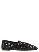 Stuart Weitzman Woven Nappa Leather Flats With Strap