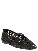 Stuart Weitzman Woven Nappa Leather Flats With Strap