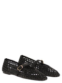 Stuart Weitzman Woven Nappa Leather Flats With Strap