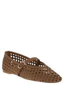 Stuart Weitzman Woven Nappa Leather Flats With Strap