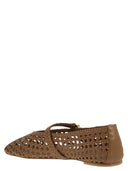 Stuart Weitzman Woven Nappa Leather Flats With Strap