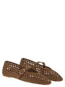 Stuart Weitzman Woven Nappa Leather Flats With Strap