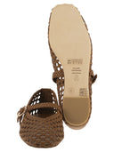 Stuart Weitzman Woven Nappa Leather Flats With Strap