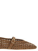 Stuart Weitzman Woven Nappa Leather Flats With Strap