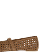 Stuart Weitzman Woven Nappa Leather Flats With Strap