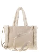 Mc2 Saint Barth Small Soft Faux Sheepskin Bag With Saint Barth Logo And Shoulder Strap