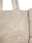 Mc2 Saint Barth Small Soft Faux Sheepskin Bag With Saint Barth Logo And Shoulder Strap