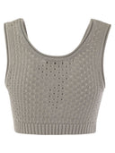 Elisabetta Franchi Cotton Mesh Top With Rhinestones
