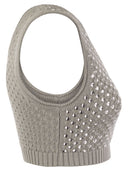 Elisabetta Franchi Cotton Mesh Top With Rhinestones