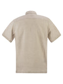 Pt Torino Short Sleeved Linen Shirt In Natural Fabric