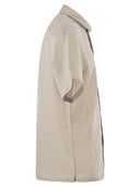 Pt Torino Short Sleeved Linen Shirt In Natural Fabric
