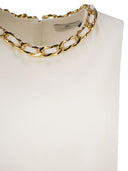 Elisabetta Franchi Sleeveless Top With Jewel Chain Detail