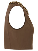 Elisabetta Franchi Sleeveless Top With Jewel Chain Detail