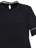 Kurzärmlige Bluse aus Seidensatin von Fabiana Filippi mit transparenten Einsätzen