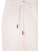 Maßgeschneiderte Kiton-Hose aus Leinen mit Kordelzug