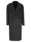 Kiton Double Breasted Coat In Virgin Wool