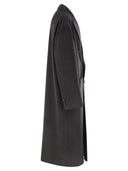 Kiton Double Breasted Coat In Virgin Wool