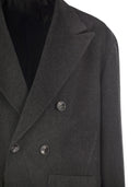 Kiton Double Breasted Coat In Virgin Wool