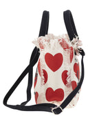 Mc2 Saint Barth Vanity Mini Cotton Canvas Bag With Hearts Pattern