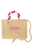 Mc2 Saint Barth Woven Mini Bag With Decorative Beads And Embroidered Logo