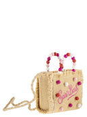 Mc2 Saint Barth Woven Mini Bag With Decorative Beads And Embroidered Logo