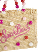 Mc2 Saint Barth Woven Mini Bag With Decorative Beads And Embroidered Logo