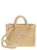Mc2 Saint Barth Vanity Mini Straw Effect Bag With Rhinestone Decorations