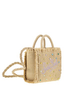 Mc2 Saint Barth Vanity Mini Straw Effect Bag With Rhinestone Decorations