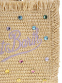 Mc2 Saint Barth Vanity Mini Straw Effect Bag With Rhinestone Decorations