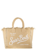 Borsa tote da spiaggia Mc2 Saint Barth in tela di cotone con logo stampato