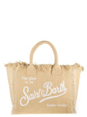 Borsa tote da spiaggia Mc2 Saint Barth in tela di cotone con logo stampato