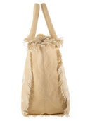 Borsa tote da spiaggia Mc2 Saint Barth in tela di cotone con logo stampato