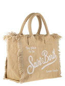 Borsa tote da spiaggia Mc2 Saint Barth in tela di cotone con logo stampato
