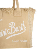 Borsa tote da spiaggia Mc2 Saint Barth in tela di cotone con logo stampato