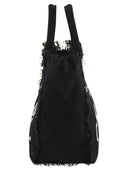 Mc2 Saint Barth Cotton Canvas Tote Bag With Saint Barth Logo And Fringed Trims