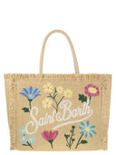 Mc2 Saint Barth Vanity Straw Effect Shoulder Bag With Applied Flowers