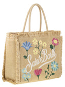 Mc2 Saint Barth Vanity Straw Effect Shoulder Bag With Applied Flowers