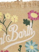 Mc2 Saint Barth Vanity Straw Effect Shoulder Bag With Applied Flowers