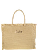 Mc2 Saint Barth Vanity Straw Effect Shoulder Bag With Applied Rhinestones
