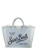 Mc2 Saint Barth – Strandtasche aus gestreiftem Leinen mit aufgedrucktem Logo