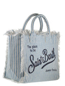 Mc2 Saint Barth – Strandtasche aus gestreiftem Leinen mit aufgedrucktem Logo