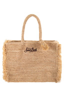 Mc2 Saint Barth Strandtasche aus gewebtem Raffiabast mit Fransen