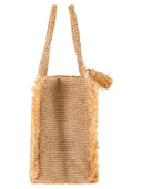 Mc2 Saint Barth Strandtasche aus gewebtem Raffiabast mit Fransen