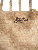Mc2 Saint Barth Strandtasche aus gewebtem Raffiabast mit Fransen