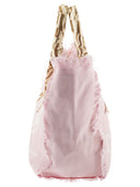Mc2 Saint Barth Canvas Tote Bag With Scarf Wrapped Handles