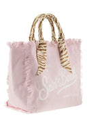 Mc2 Saint Barth Canvas Tote Bag With Scarf Wrapped Handles