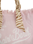 Mc2 Saint Barth Canvas Tote Bag With Scarf Wrapped Handles