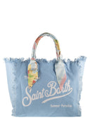 Mc2 Saint Barth Canvas Tote Bag With Scarf Wrapped Handles