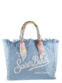 Mc2 Saint Barth Canvas Tote Bag With Scarf Wrapped Handles
