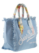 Mc2 Saint Barth Canvas Tote Bag With Scarf Wrapped Handles